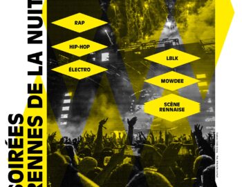 Affiche de présentation de l'évènement avec les infos et une photo de public de concert en noir et blanc